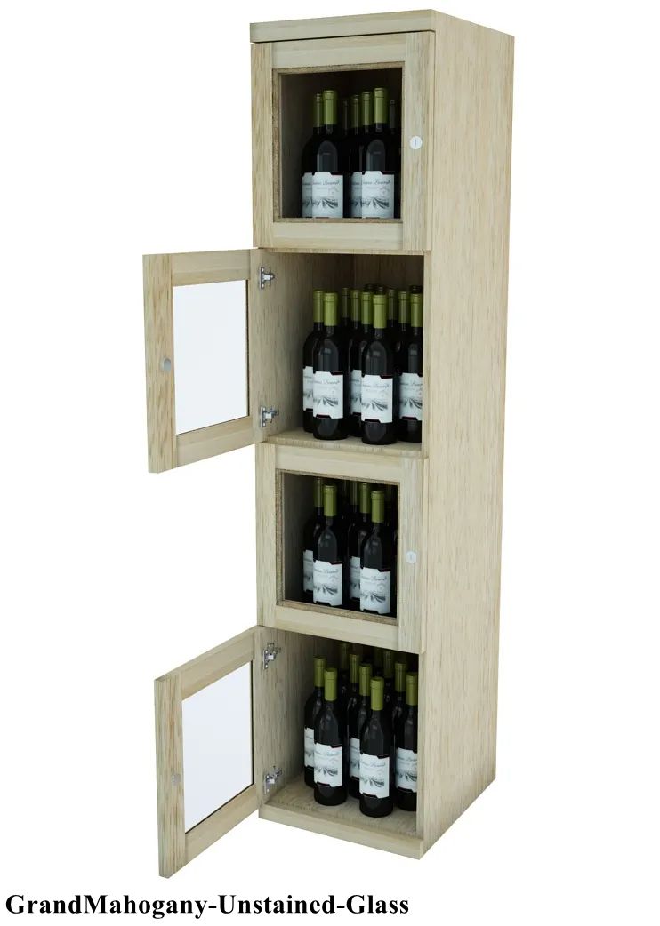 Vinostor Wine Lockers – 4 Locking Bins - 57-5/8″ Tall - Single Shelf Solid Sides