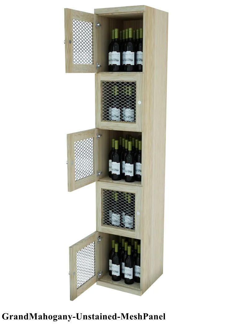 Vinostor Wine Lockers – 5 Locking Bins - 83-5/8″ Tall - Single Shelf Solid Sides