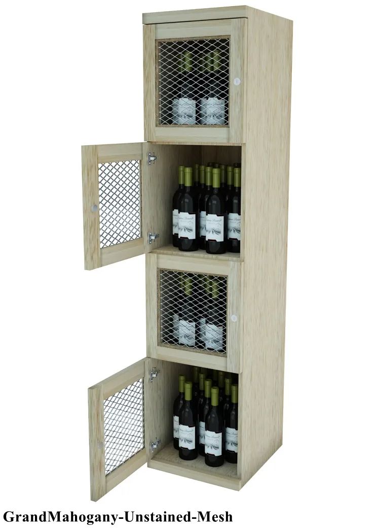 Vinostor Wine Lockers – 4 Locking Bins - 57-5/8″ Tall - Single Shelf Solid Sides