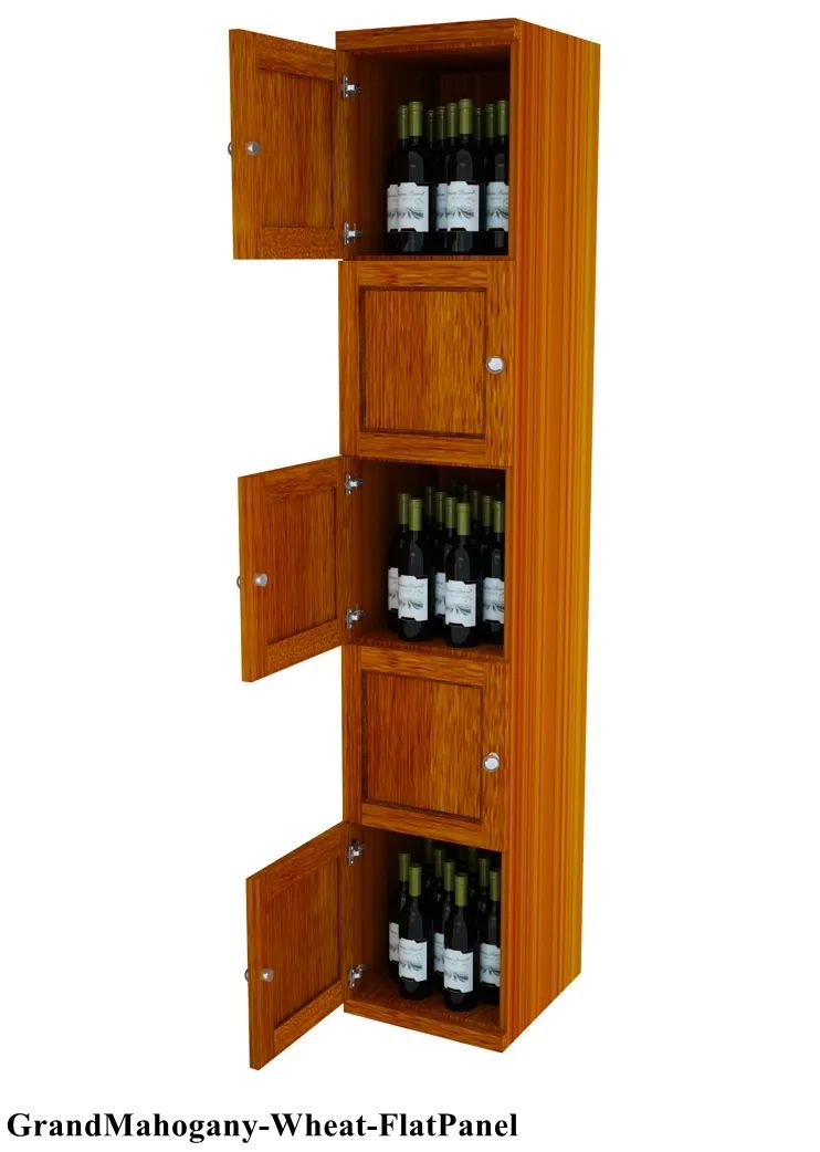 Vinostor Wine Lockers – 5 Locking Bins - 83-5/8″ Tall - Single Shelf Solid Sides