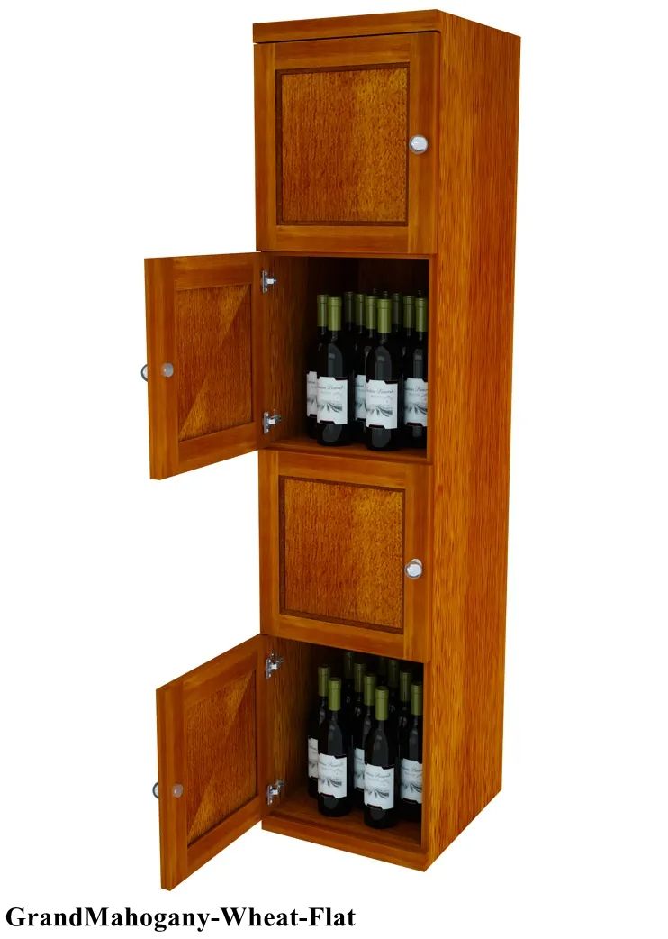 Vinostor Wine Lockers – 4 Locking Bins - 57-5/8″ Tall - Single Shelf Solid Sides