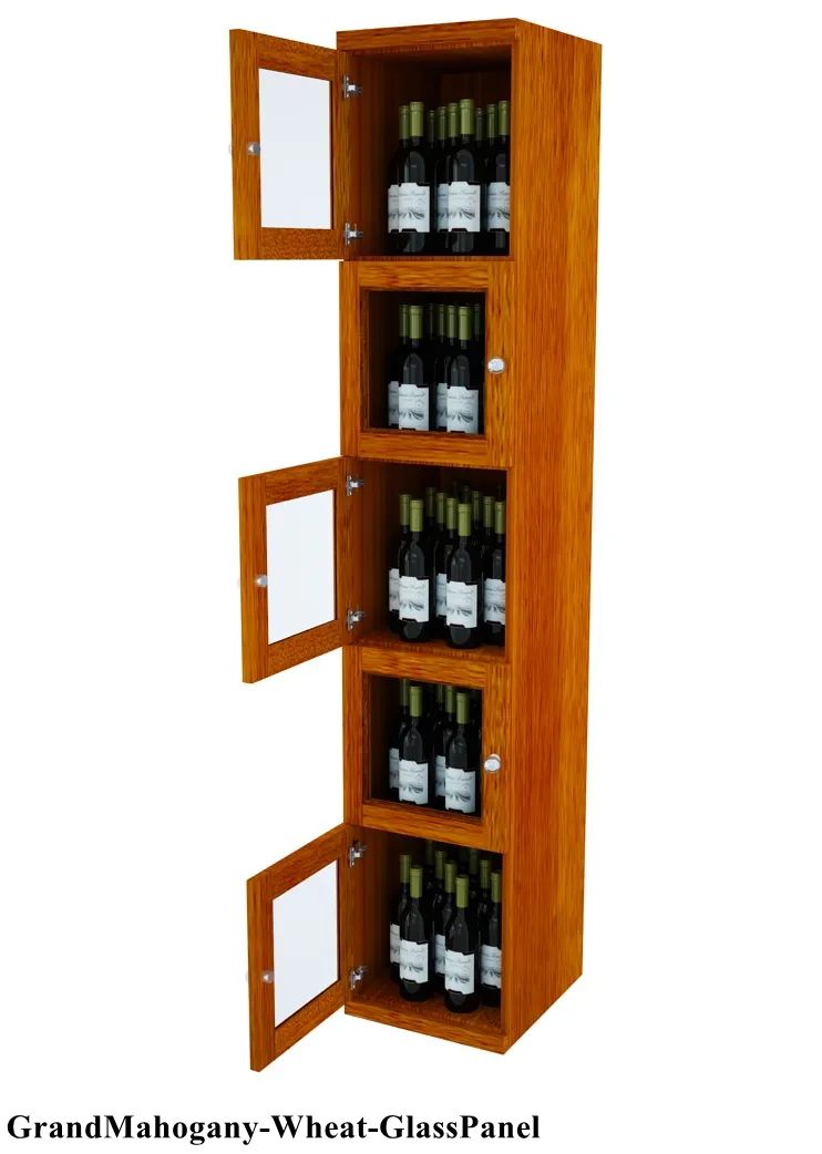 Vinostor Wine Lockers – 5 Locking Bins - 83-5/8″ Tall - Single Shelf Solid Sides
