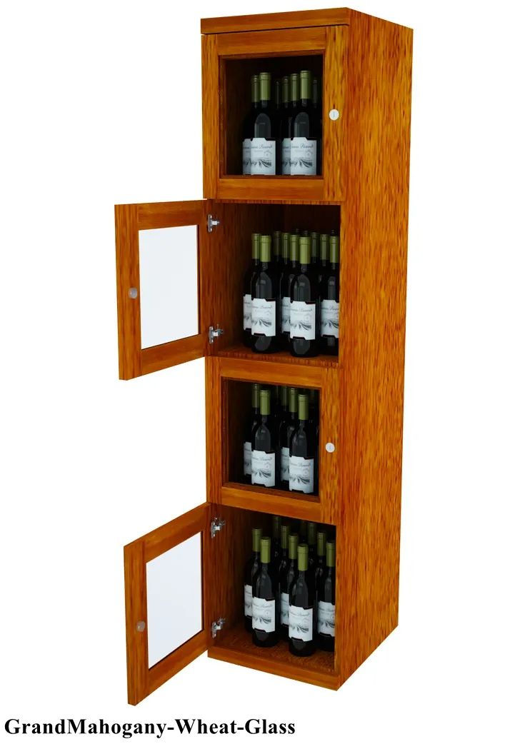 Vinostor Wine Lockers – 4 Locking Bins - 57-5/8″ Tall - Single Shelf Solid Sides