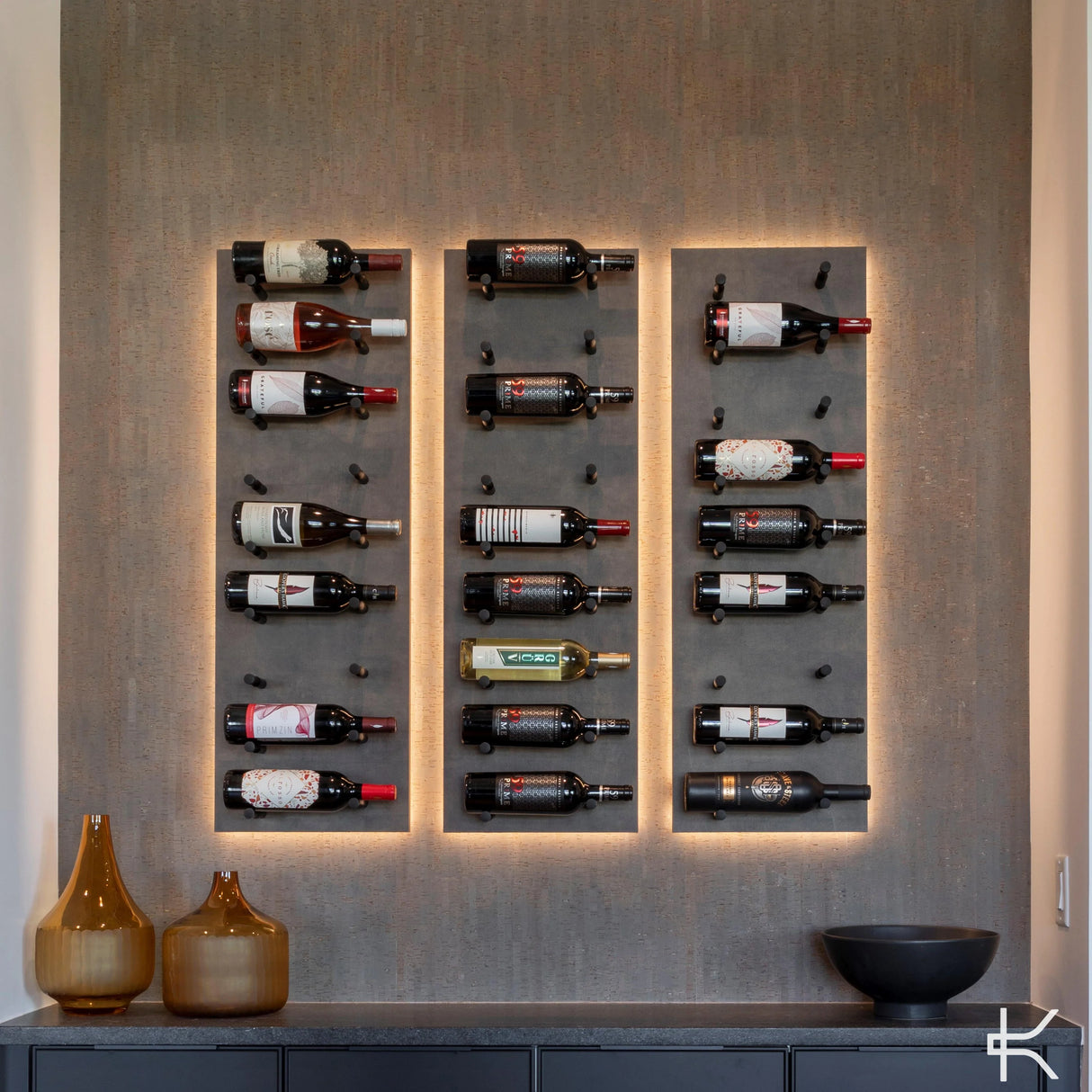 Kessick Wine as Art 14" x 42" Label Forward Vertical Textured Panel Wine Rack
