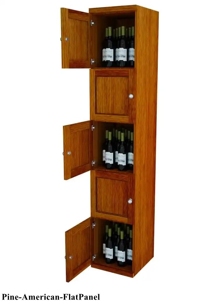 Vinostor Wine Lockers – 5 Locking Bins - 83-5/8″ Tall - Single Shelf Solid Sides