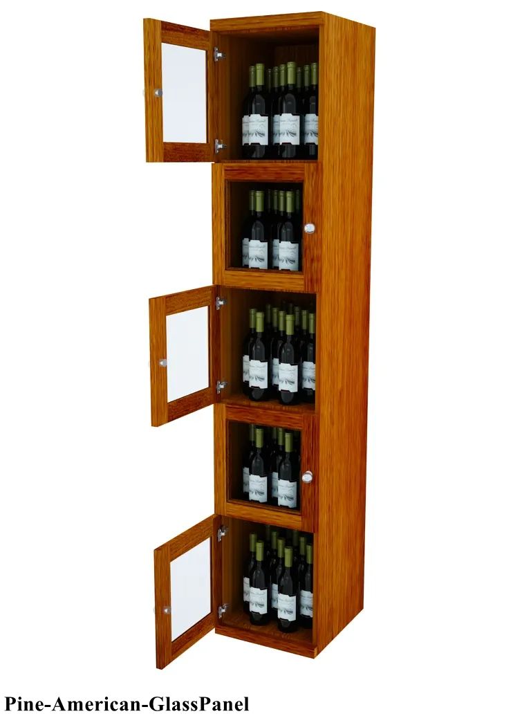 Vinostor Wine Lockers – 5 Locking Bins - 83-5/8″ Tall - Single Shelf Solid Sides