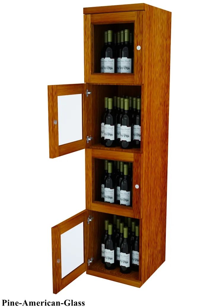 Vinostor Wine Lockers – 4 Locking Bins - 57-5/8″ Tall - Single Shelf Solid Sides