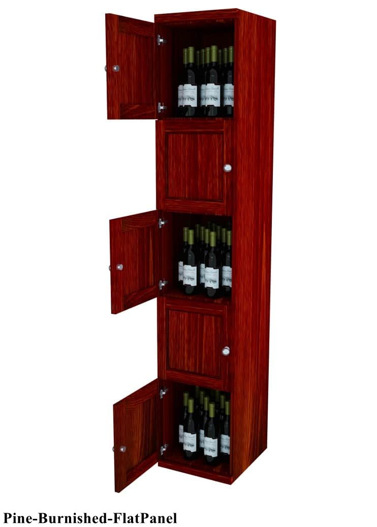Vinostor Wine Lockers – 5 Locking Bins - 83-5/8″ Tall - Single Shelf Solid Sides