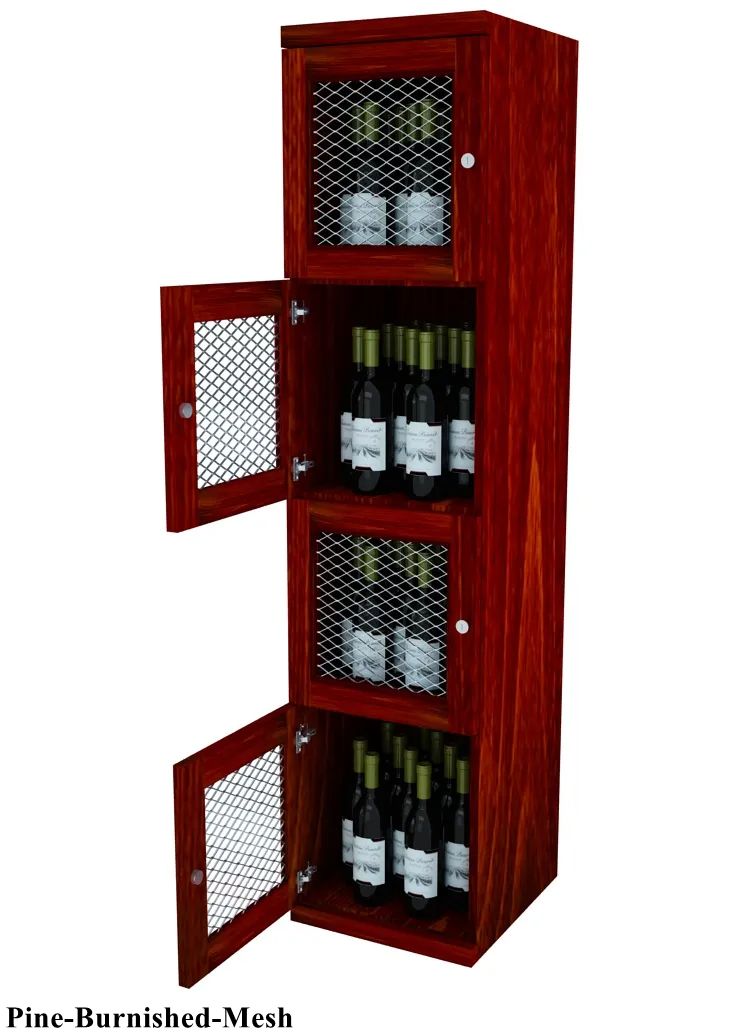 Vinostor Wine Lockers – 4 Locking Bins - 57-5/8″ Tall - Single Shelf Solid Sides