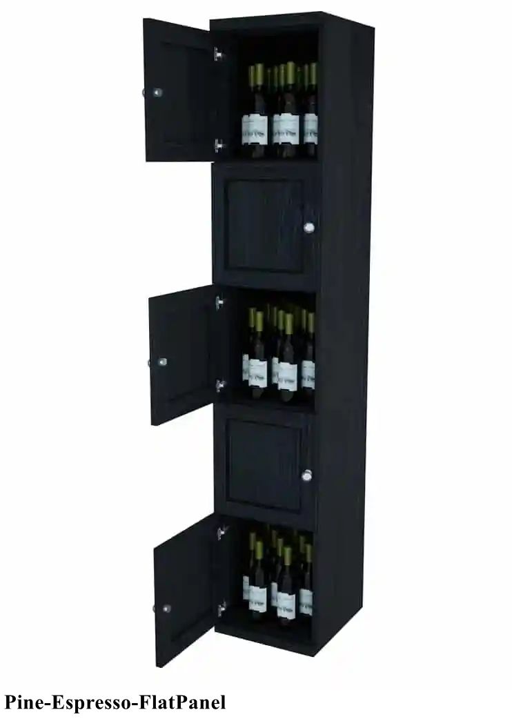 Vinostor Wine Lockers – 5 Locking Bins - 83-5/8″ Tall - Single Shelf Solid Sides