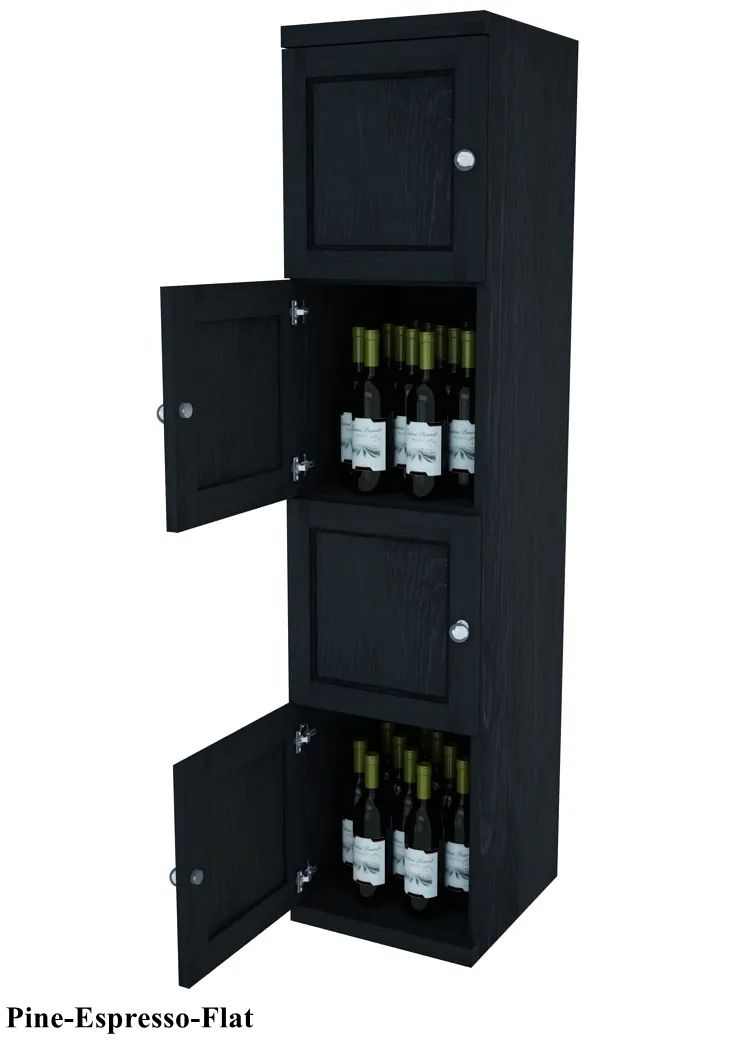 Vinostor Wine Lockers – 4 Locking Bins - 57-5/8″ Tall - Single Shelf Solid Sides