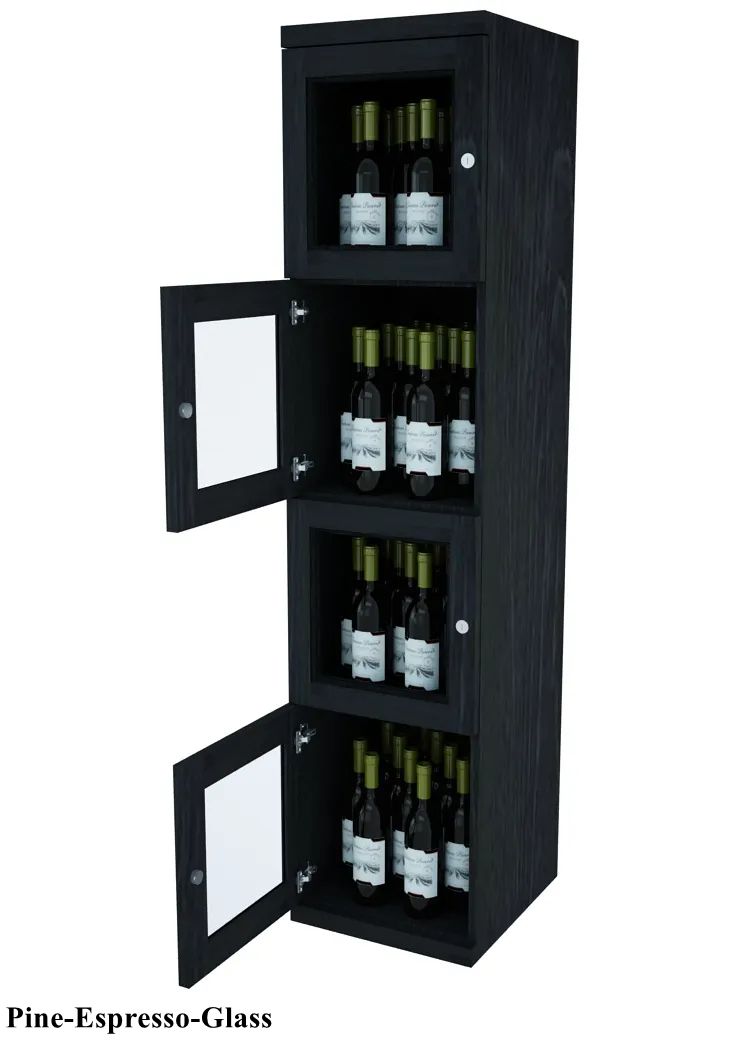 Vinostor Wine Lockers – 4 Locking Bins - 57-5/8″ Tall - Single Shelf Solid Sides