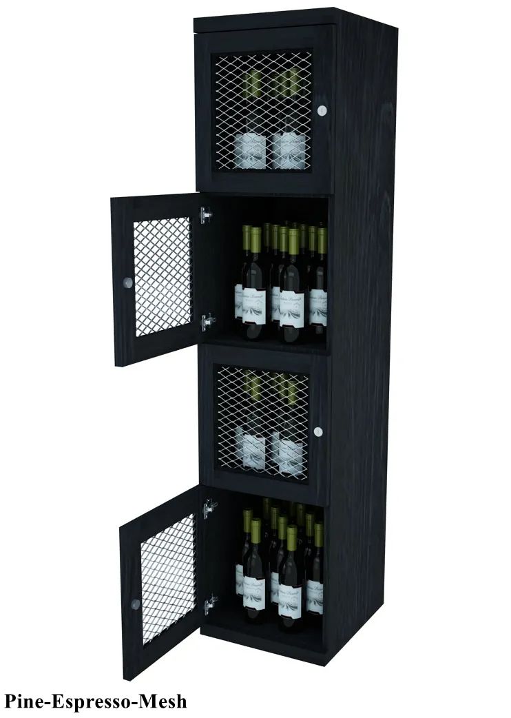 Vinostor Wine Lockers – 4 Locking Bins - 57-5/8″ Tall - Single Shelf Solid Sides