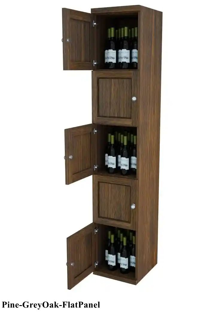 Vinostor Wine Lockers – 5 Locking Bins - 83-5/8″ Tall - Single Shelf Solid Sides