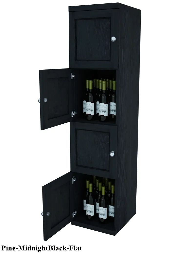 Vinostor Wine Lockers – 4 Locking Bins - 57-5/8″ Tall - Single Shelf Solid Sides
