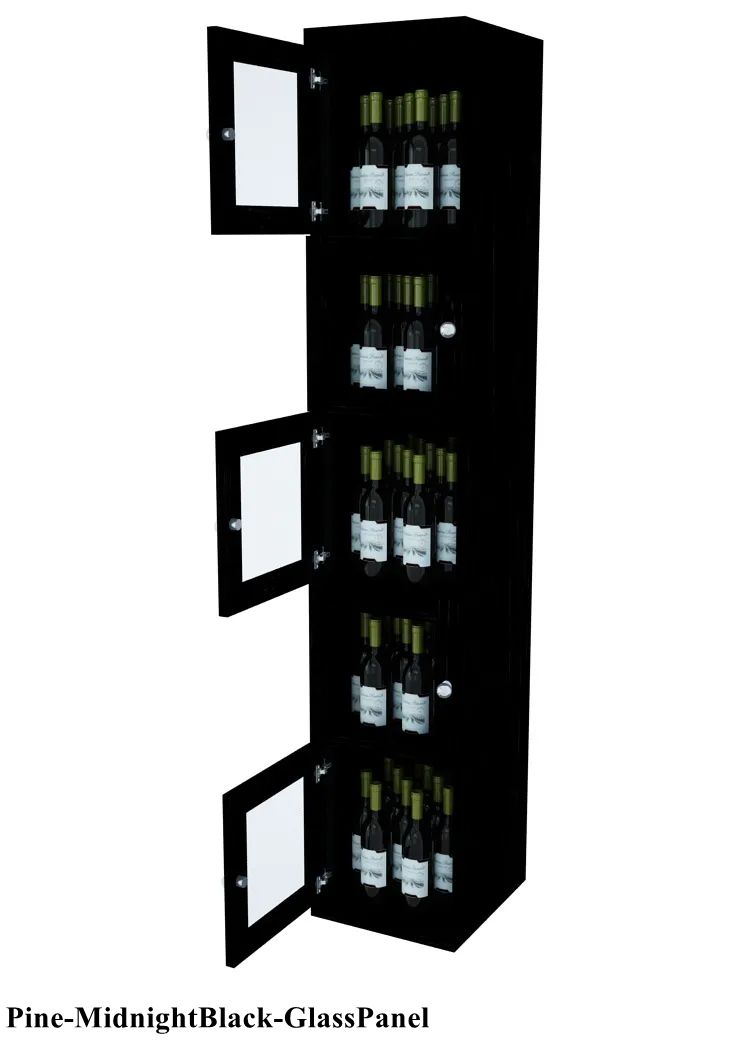 Vinostor Wine Lockers – 5 Locking Bins - 83-5/8″ Tall - Single Shelf Solid Sides