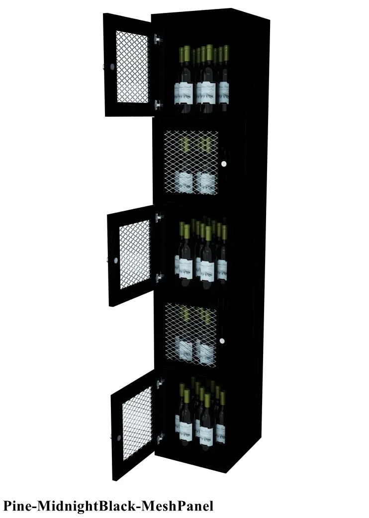 Vinostor Wine Lockers – 5 Locking Bins - 83-5/8″ Tall - Single Shelf Solid Sides