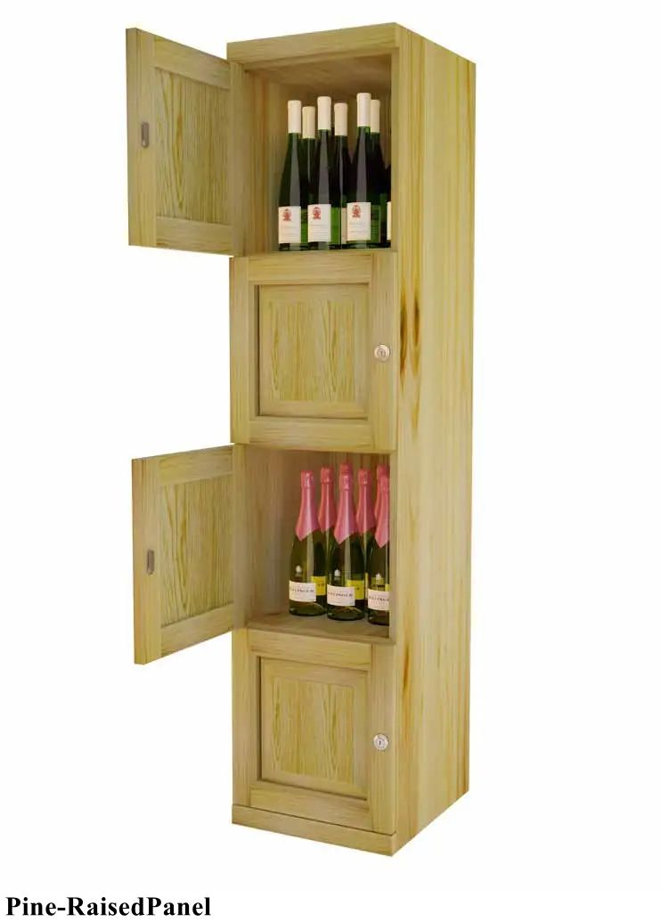 Vinostor Wine Lockers – 4 Locking Bins - 57-5/8″ Tall - Single Shelf Solid Sides