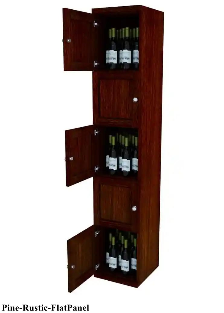 Vinostor Wine Lockers – 5 Locking Bins - 83-5/8″ Tall - Single Shelf Solid Sides