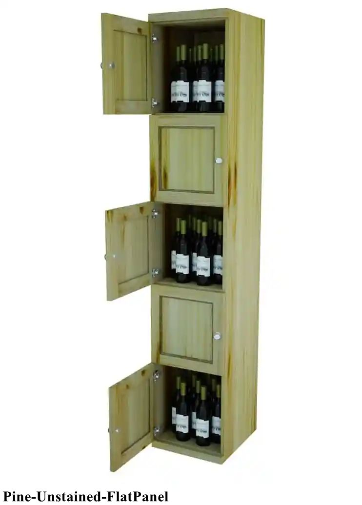 Vinostor Wine Lockers – 5 Locking Bins - 83-5/8″ Tall - Single Shelf Solid Sides