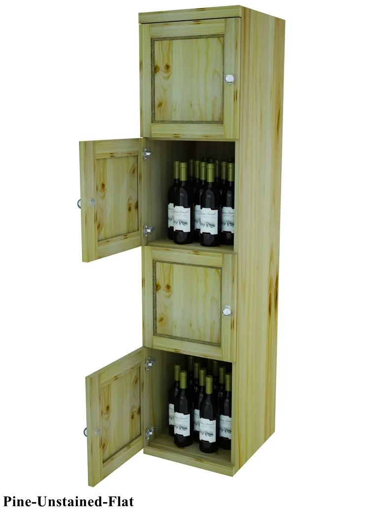 Vinostor Wine Lockers – 4 Locking Bins - 57-5/8″ Tall - Single Shelf Solid Sides