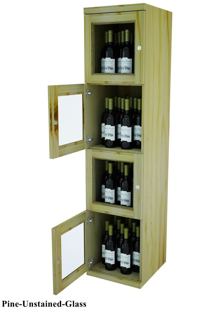 Vinostor Wine Lockers – 4 Locking Bins - 57-5/8″ Tall - Single Shelf Solid Sides