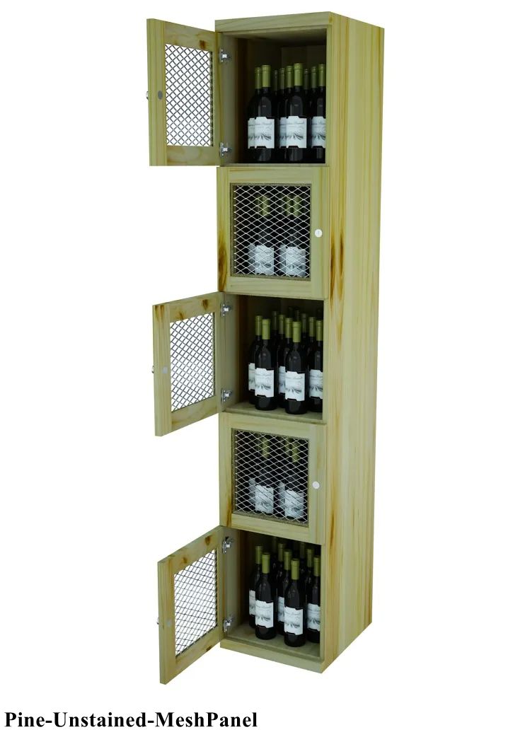 Vinostor Wine Lockers – 5 Locking Bins - 83-5/8″ Tall - Single Shelf Solid Sides