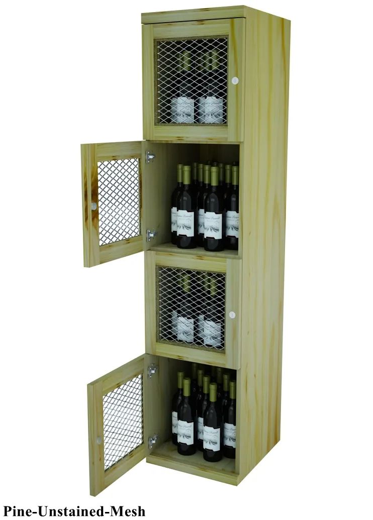 Vinostor Wine Lockers – 4 Locking Bins - 57-5/8″ Tall - Single Shelf Solid Sides