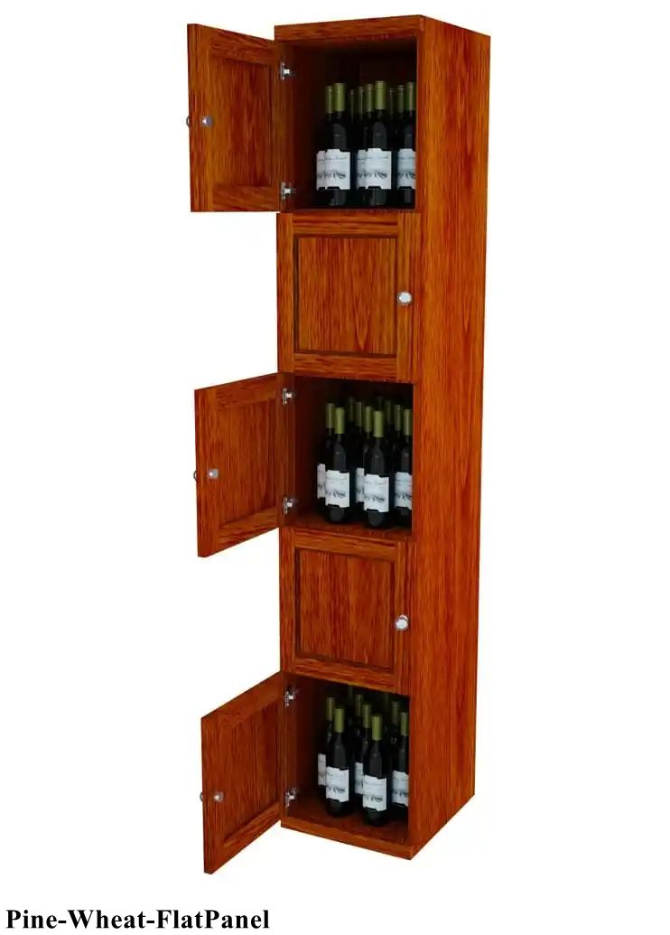 Vinostor Wine Lockers – 5 Locking Bins - 83-5/8″ Tall - Single Shelf Solid Sides