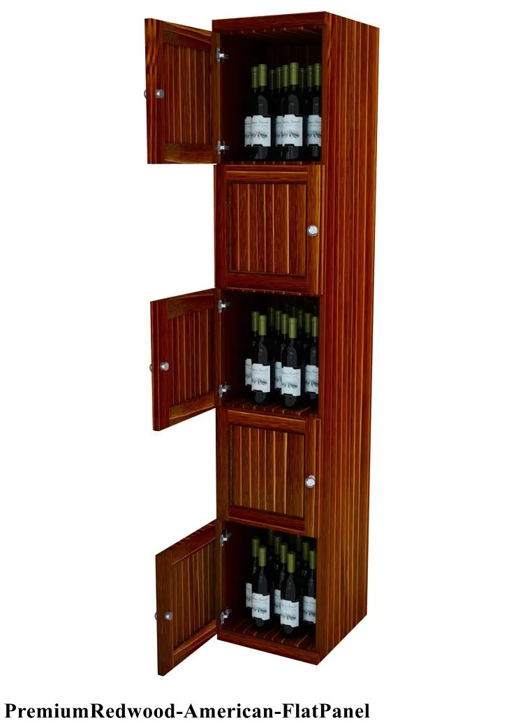 Vinostor Wine Lockers – 5 Locking Bins - 83-5/8″ Tall - Single Shelf Solid Sides