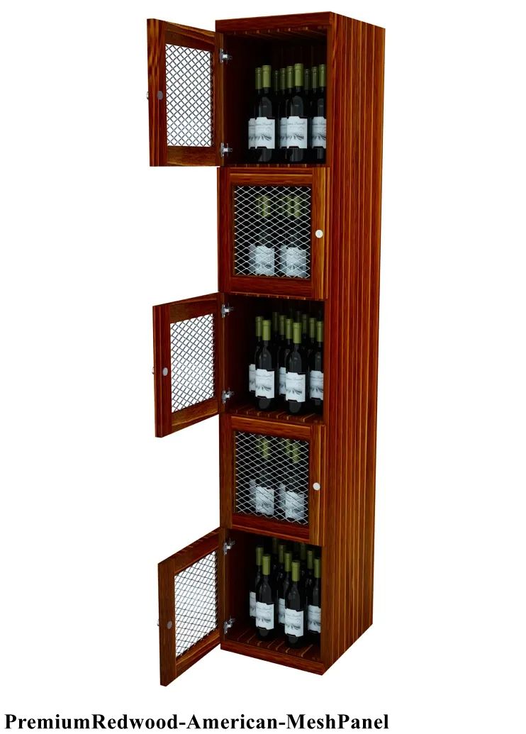 Vinostor Wine Lockers – 5 Locking Bins - 83-5/8″ Tall - Single Shelf Solid Sides