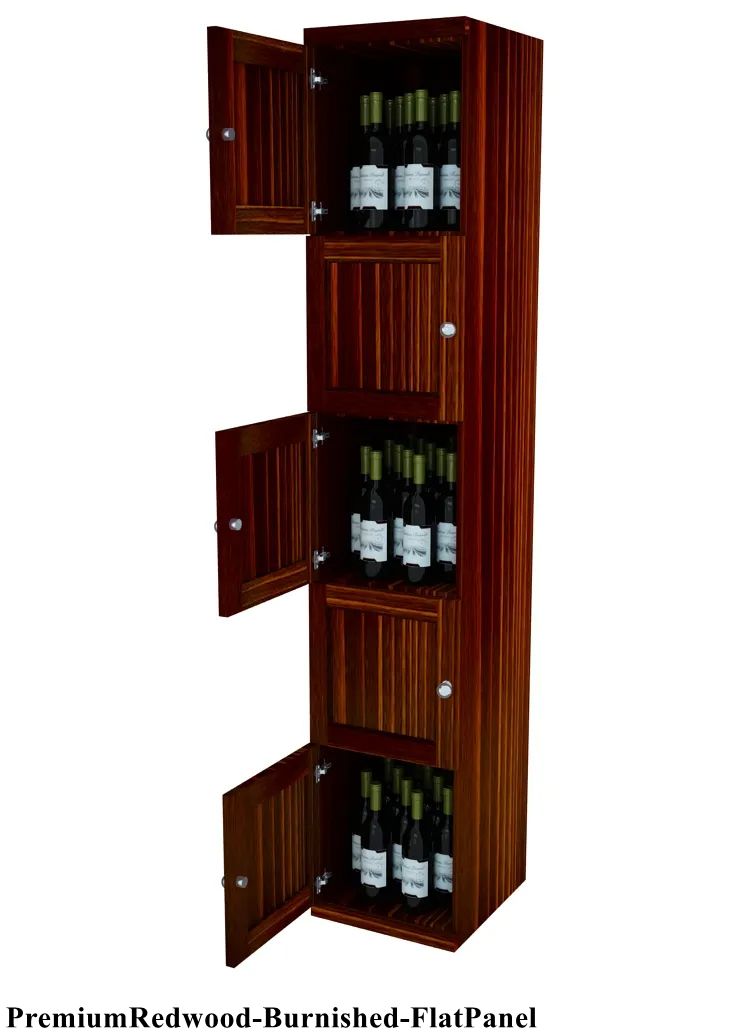 Vinostor Wine Lockers – 5 Locking Bins - 83-5/8″ Tall - Single Shelf Solid Sides