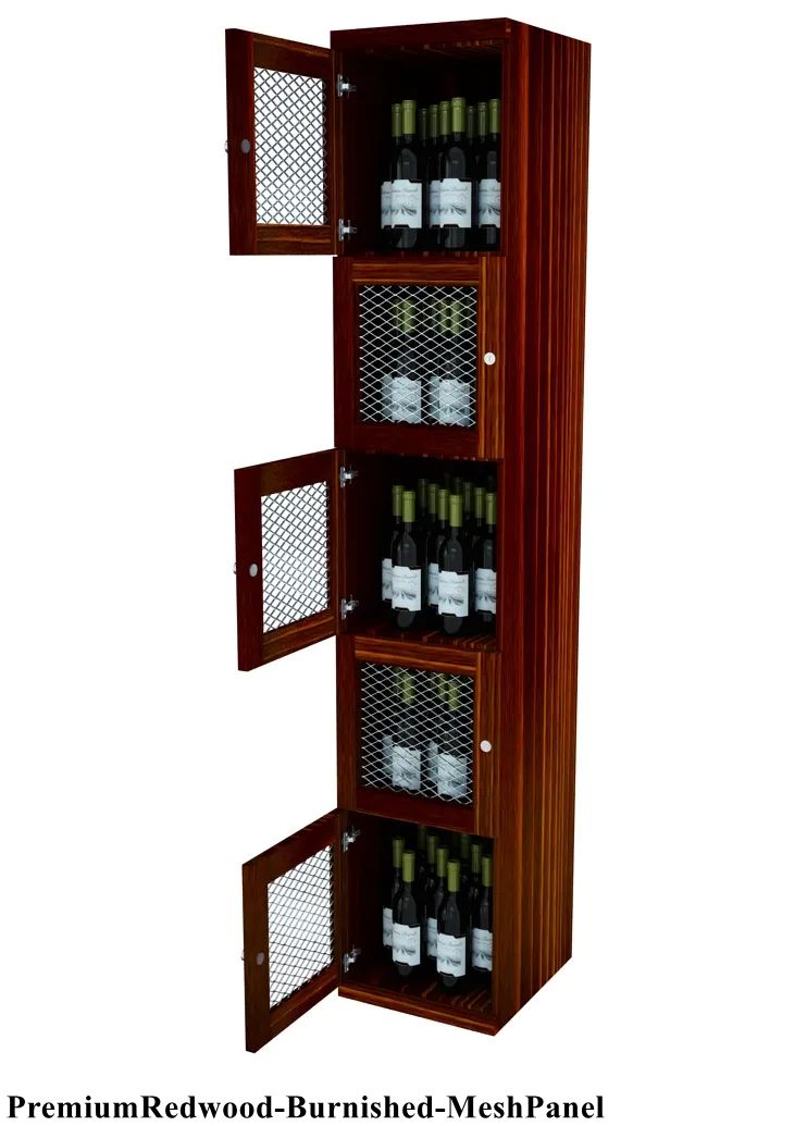 Vinostor Wine Lockers – 5 Locking Bins - 83-5/8″ Tall - Single Shelf Solid Sides