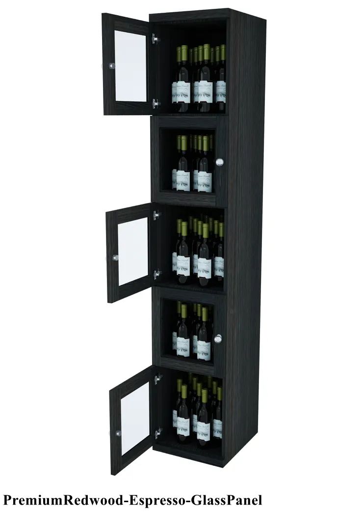 Vinostor Wine Lockers – 5 Locking Bins - 83-5/8″ Tall - Single Shelf Solid Sides