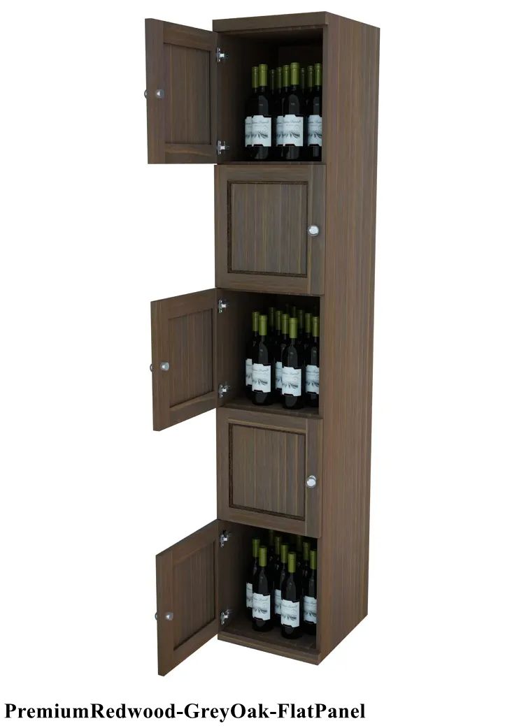 Vinostor Wine Lockers – 5 Locking Bins - 83-5/8″ Tall - Single Shelf Solid Sides
