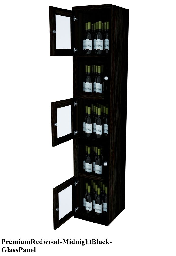 Vinostor Wine Lockers – 5 Locking Bins - 83-5/8″ Tall - Single Shelf Solid Sides