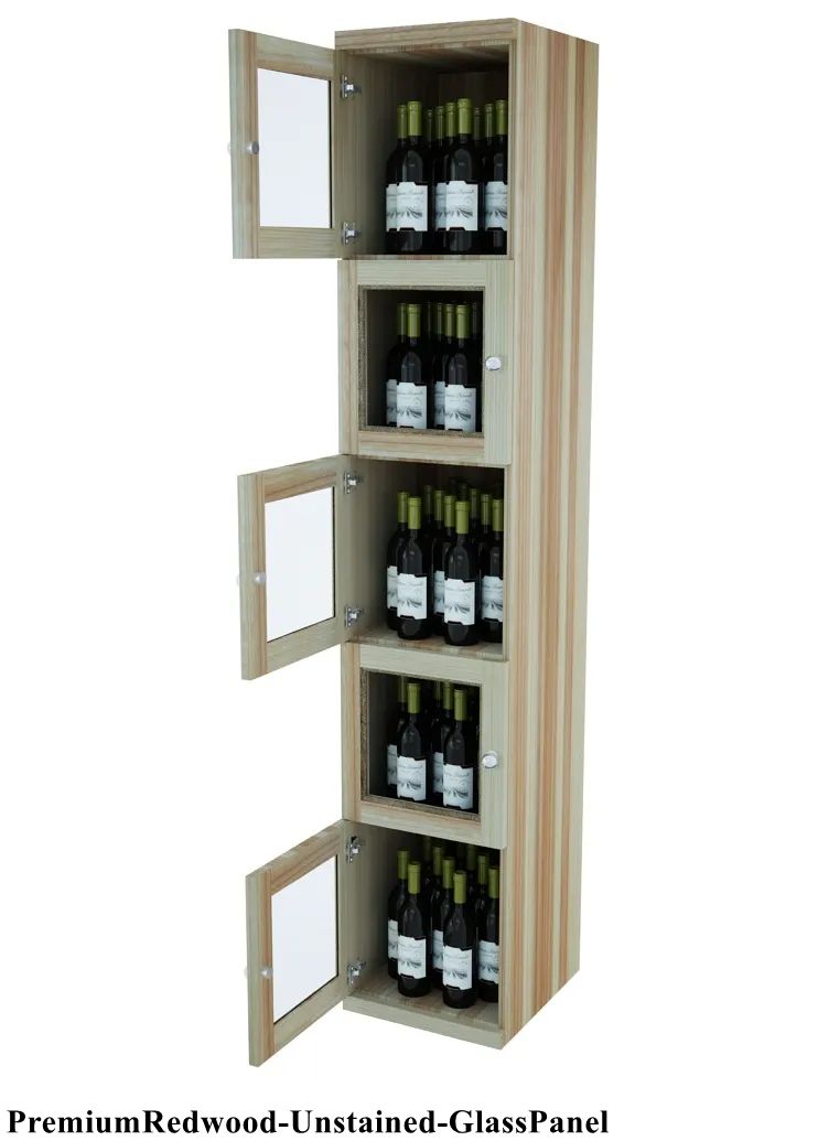Vinostor Wine Lockers – 5 Locking Bins - 83-5/8″ Tall - Single Shelf Solid Sides