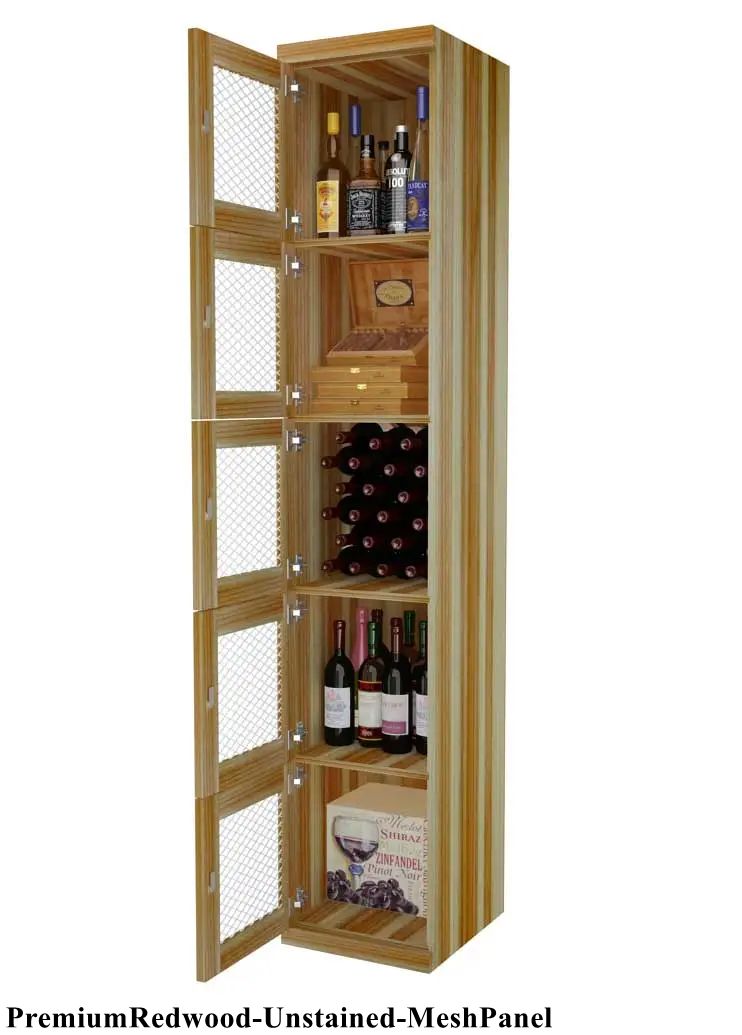 Vinostor Wine Lockers – 5 Locking Bins - 83-5/8″ Tall - Single Shelf Solid Sides