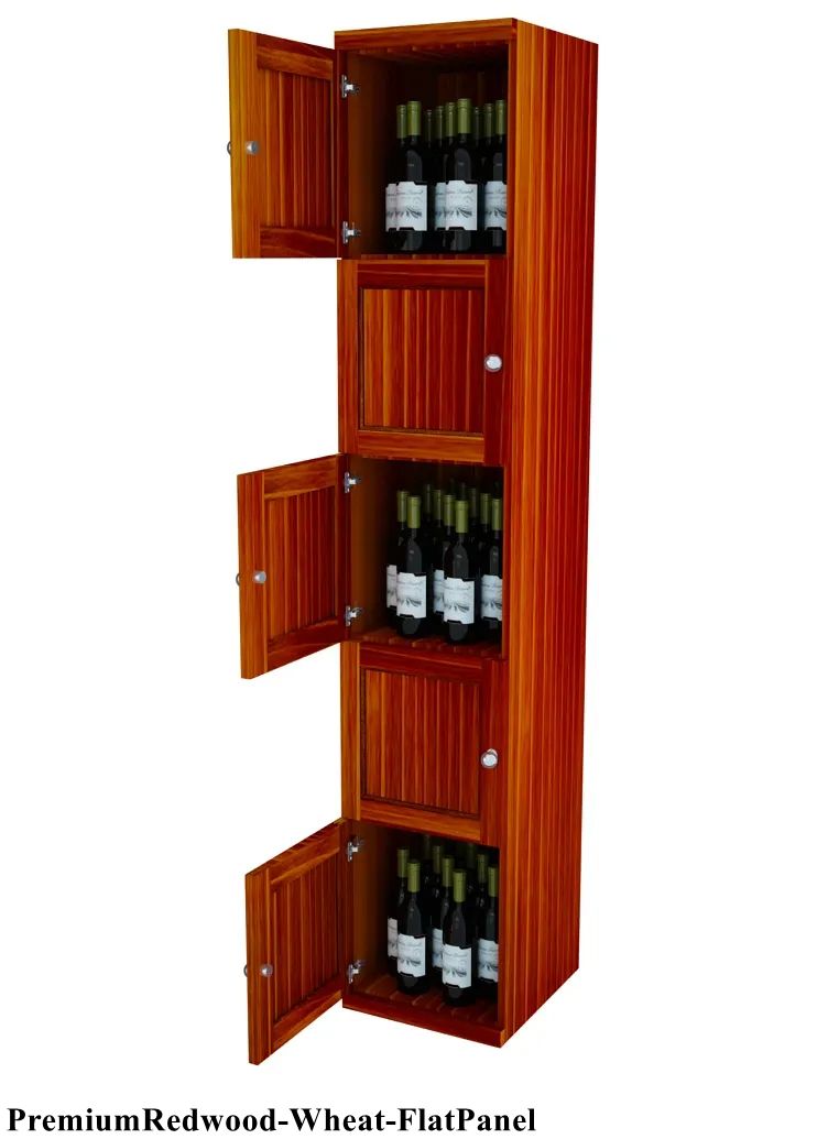 Vinostor Wine Lockers – 5 Locking Bins - 83-5/8″ Tall - Single Shelf Solid Sides