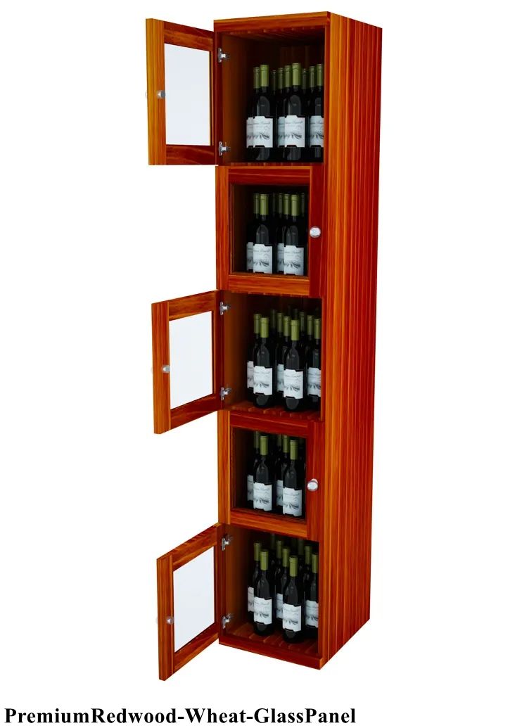 Vinostor Wine Lockers – 5 Locking Bins - 83-5/8″ Tall - Single Shelf Solid Sides