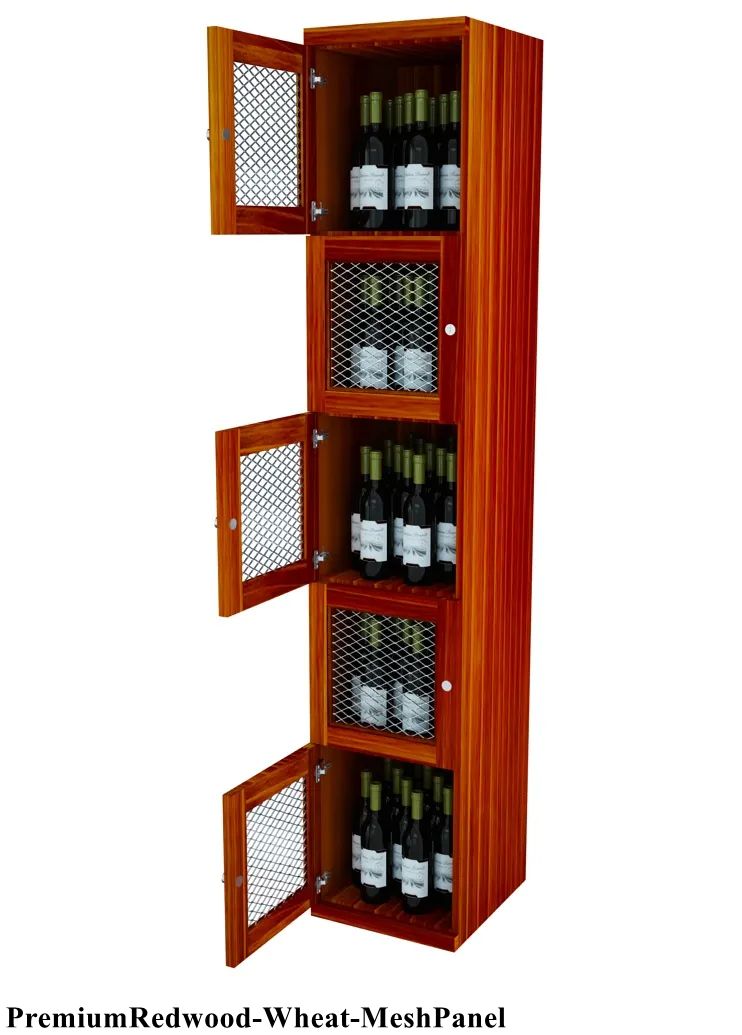 Vinostor Wine Lockers – 5 Locking Bins - 83-5/8″ Tall - Single Shelf Solid Sides