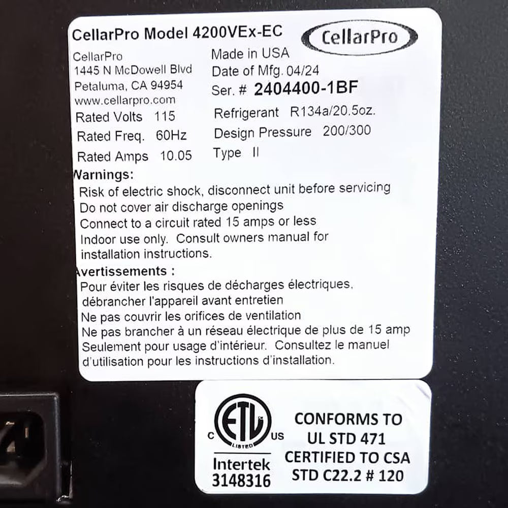 CellarPro Self Contained 1/2 Ton 4200VEx (Up to 1,000 cubic feet)