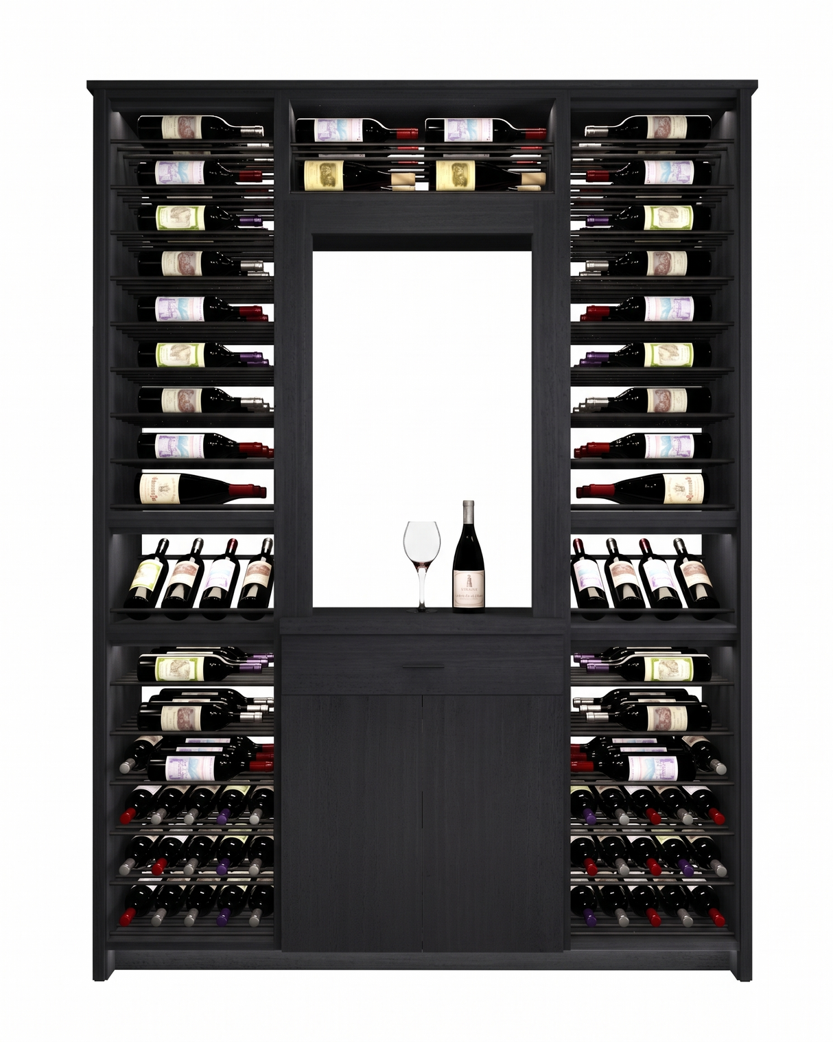 Kessick Tower Series 188-Bottle Hardwood Wine Cabinet