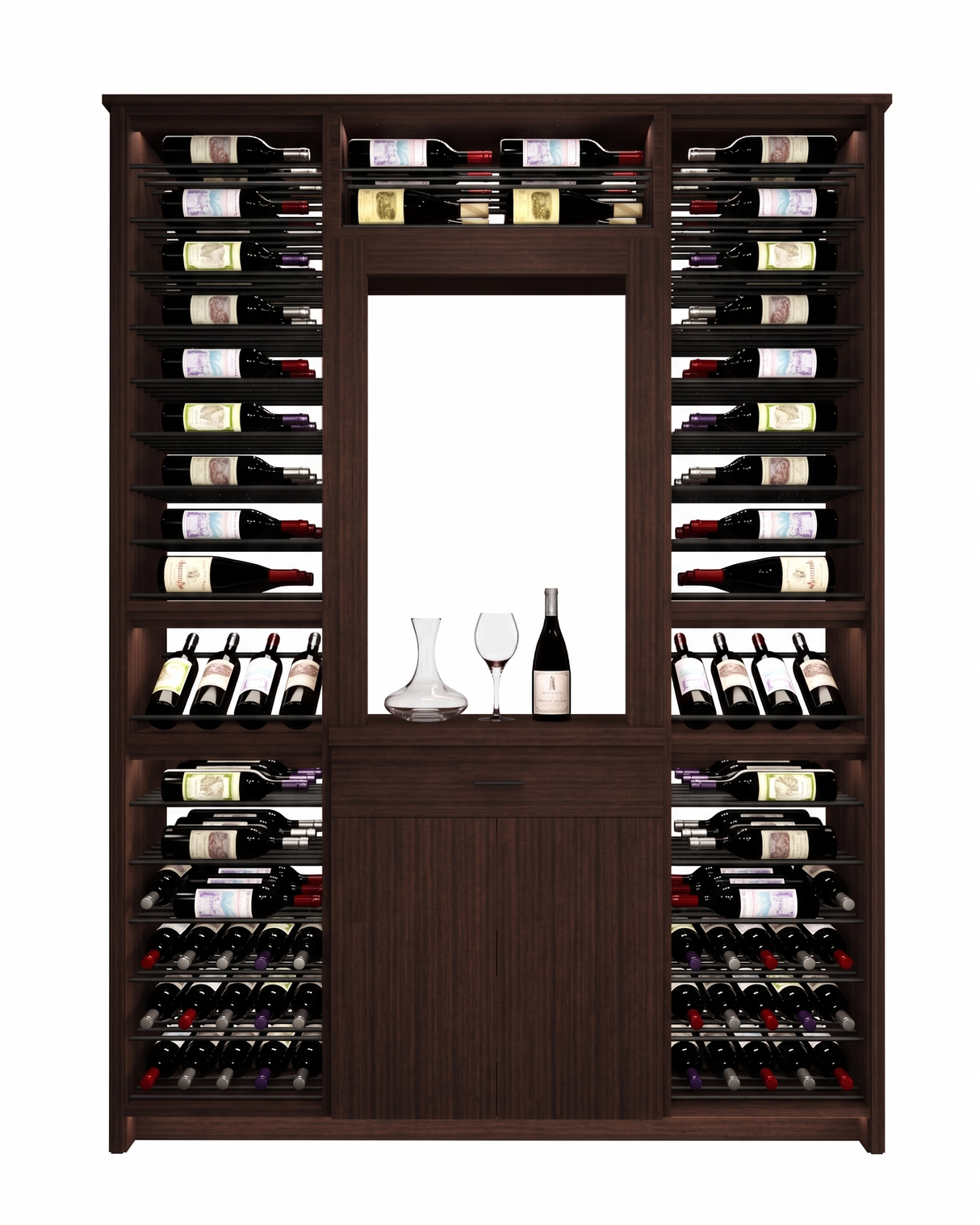 Kessick Tower Series 188-Bottle Hardwood Wine Cabinet