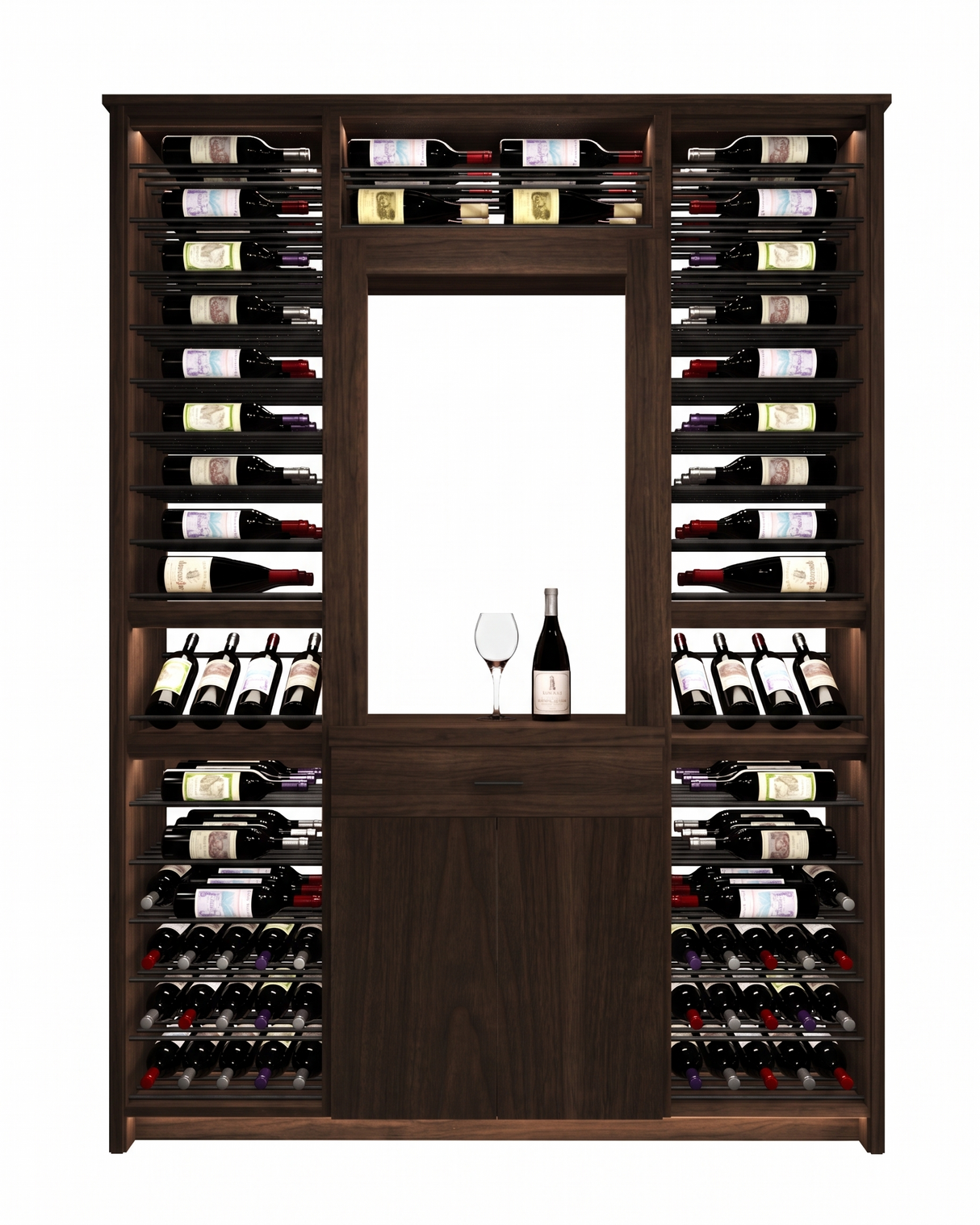 Kessick Tower Series 188-Bottle Hardwood Wine Cabinet