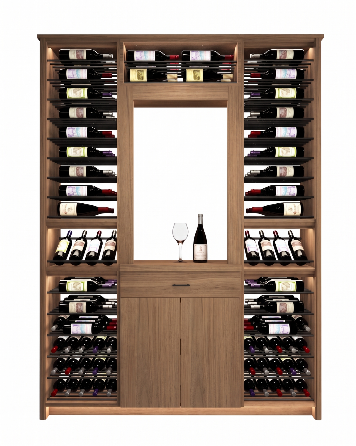 Kessick Tower Series 188-Bottle Hardwood Wine Cabinet