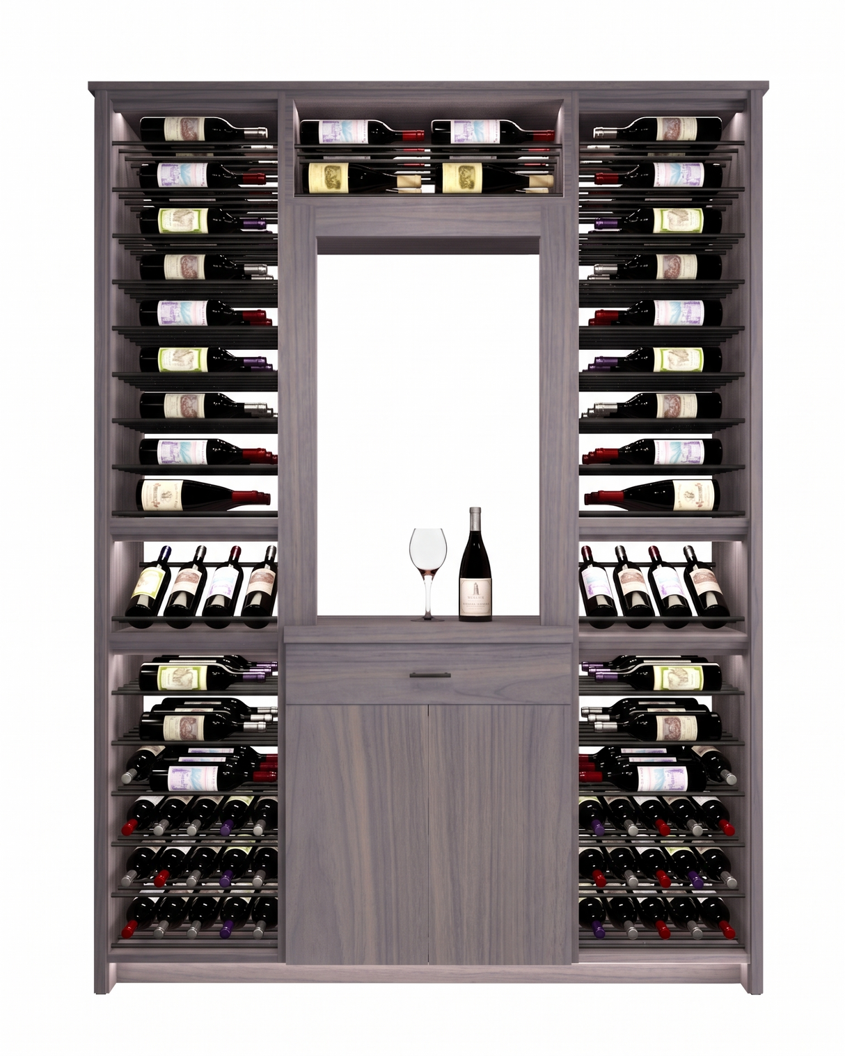 Kessick Tower Series 188-Bottle Hardwood Wine Cabinet