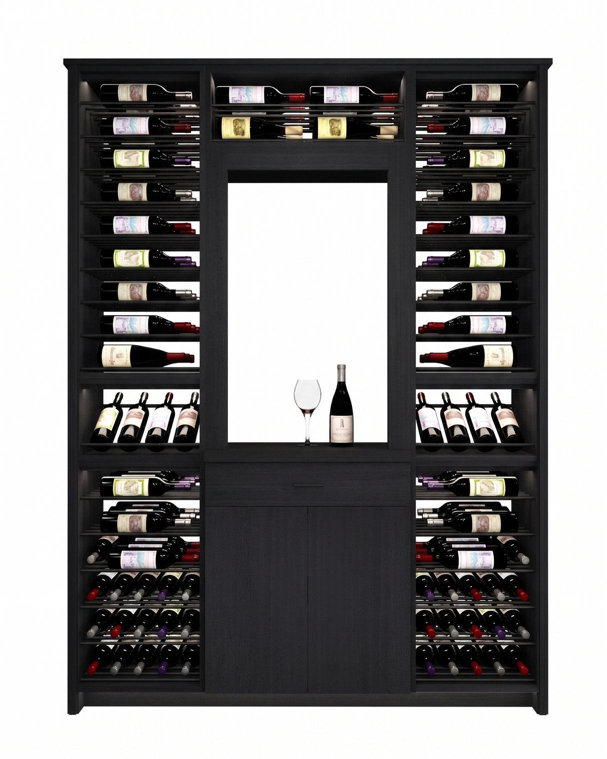 Kessick Tower Series 188-Bottle Hardwood Wine Cabinet