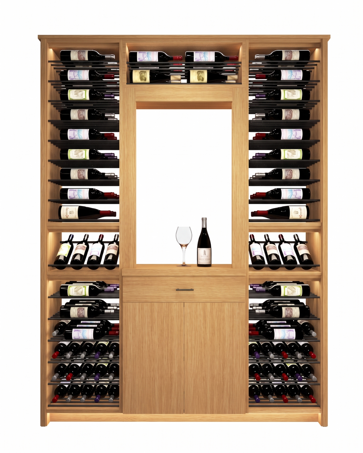 Kessick Tower Series 188-Bottle Hardwood Wine Cabinet