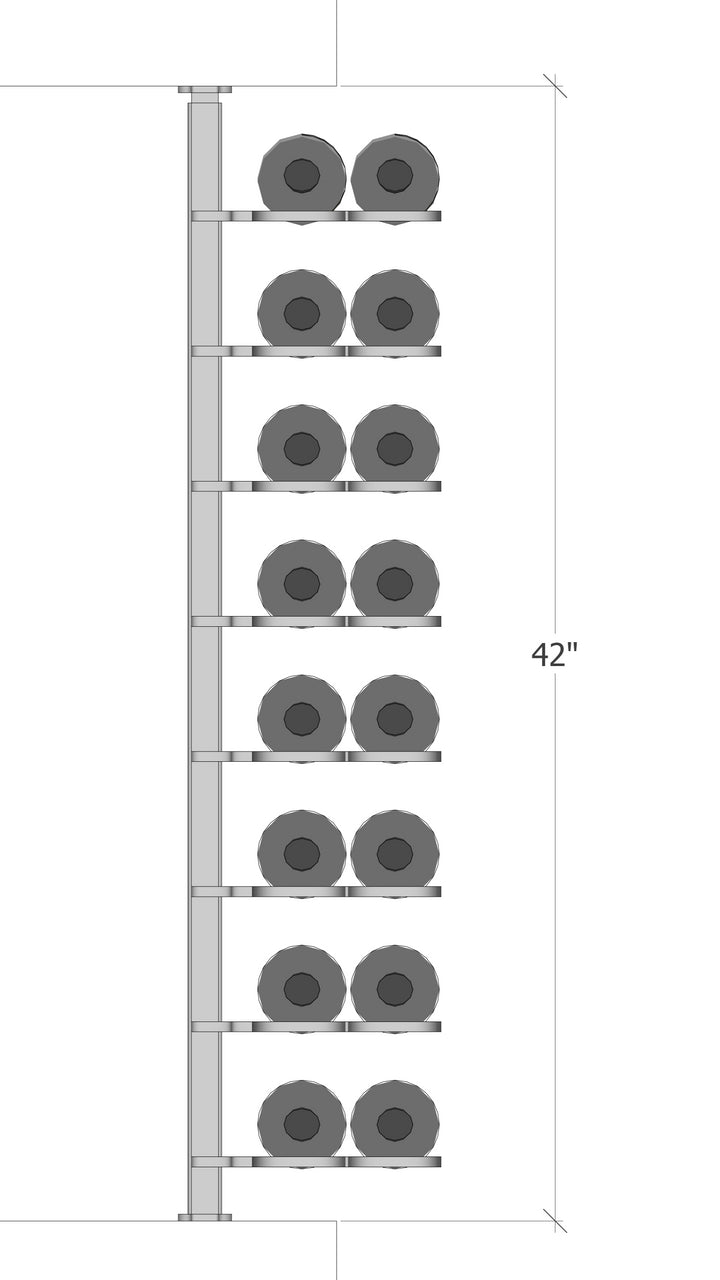 Urban Ironcraft Floor to Ceiling Wine Racks - Double Bottle Label Facing Pillar Series